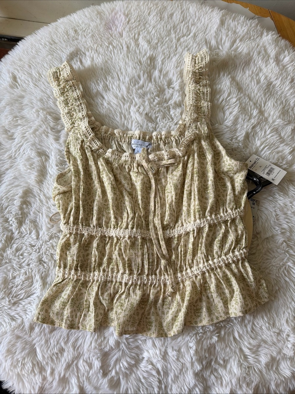Celebrity Pink Cream Floral Smocked Ruffle Cami